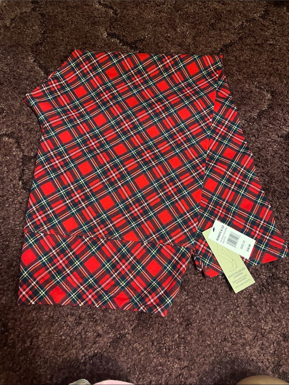 KHAKI’S & CO Red Plaid Seamless Leggings BNWT Woman 3X